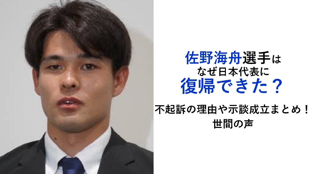 佐野海舟日本代表復帰（不起訴理由）